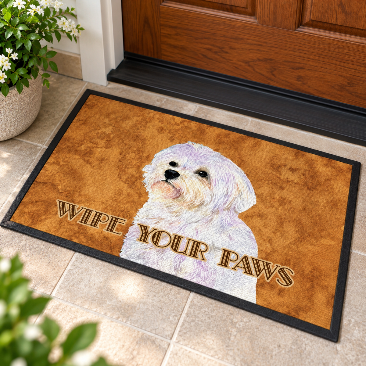 Maltese Wipe Your Paws Doormat